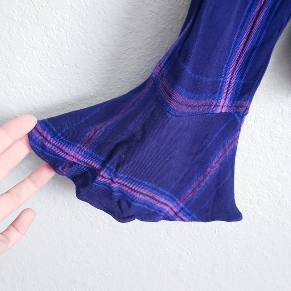 Sanctuary Purple and Blue Plaid Bellsleeve Buttondown - Picture 2 of 7